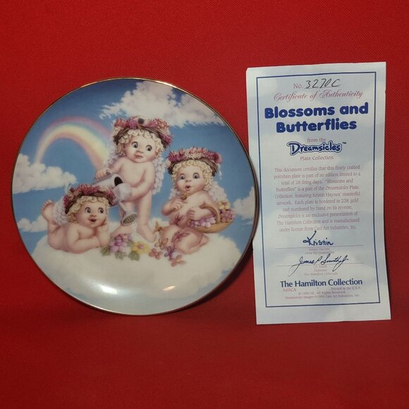 Vintage Dreamsicles Blossoms and Butterflies Angel Cherub Collectible Plate 1994 - Picture 4 of 12